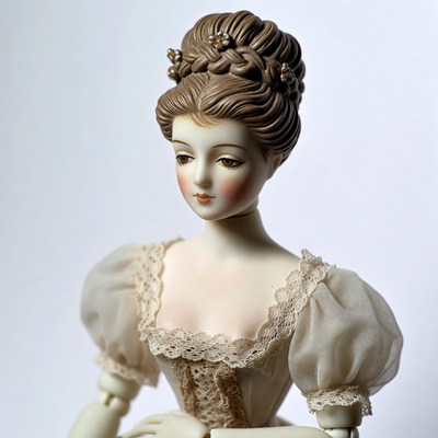Vintage doll with elegant dress and hairstyle