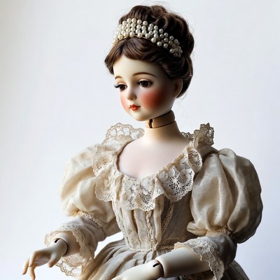 Doll with lace dress and pearls