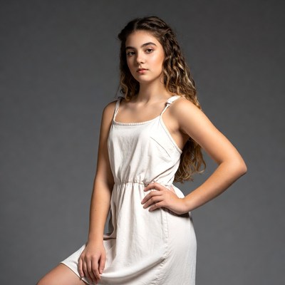 Model poses in studio lighting