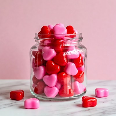 Hearts in a glass jar