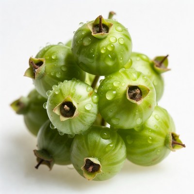 Green berries with water droplets