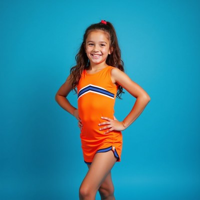 Cheerleader poses with bright smile