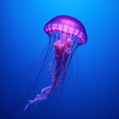 Jellyfish swimming in deep water