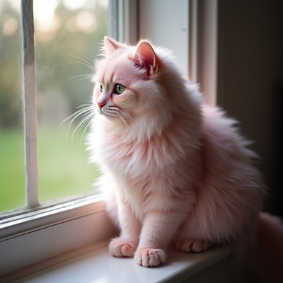 Cat sitting by window in sunlight
