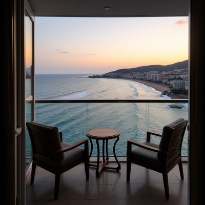 View from balcony at sunset