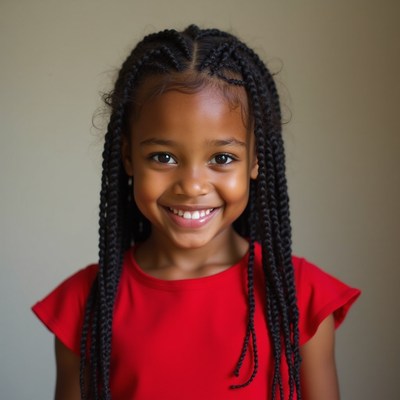 Smiling girl with braided hair
