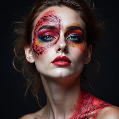 Model with body paint in studio setting