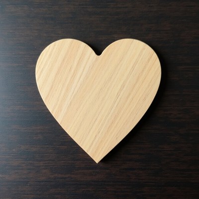 Wooden heart shape on a table