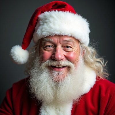 Santa claus smiling in festive attire
