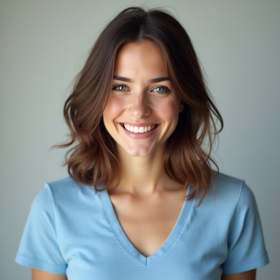 Smiling woman portrait in studio