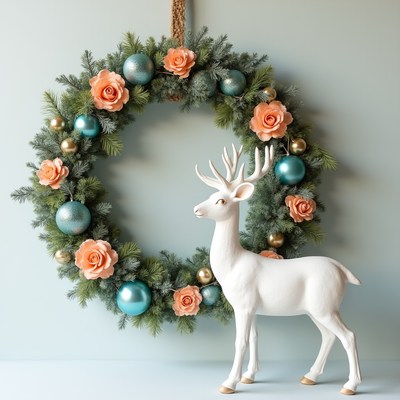 Winter wreath with deer decoration