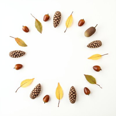 Fall leaves and nuts circle