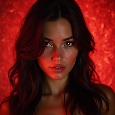 Woman's portrait with red lighting