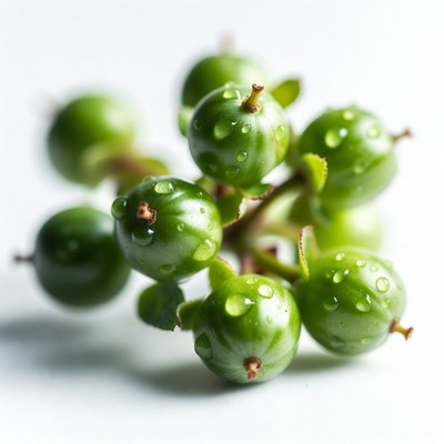 Green berries with water droplets
