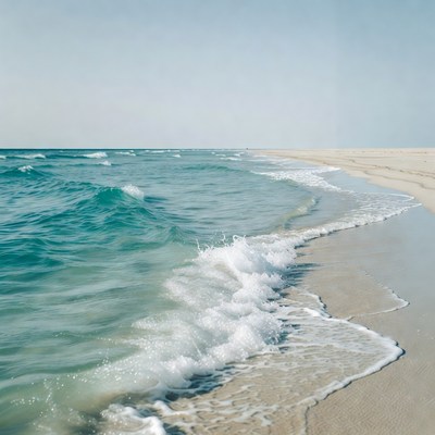 Waves crashing on sandy beach shore