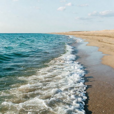 Waves washing on sandy beach