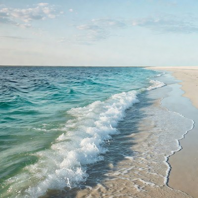 Waves at a sandy beach in daylight