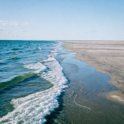 Waves rolling on sandy beach