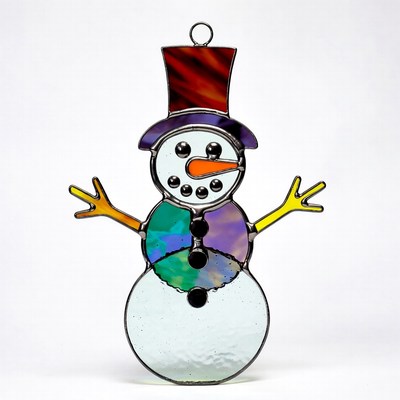 Snowman made of stained glass