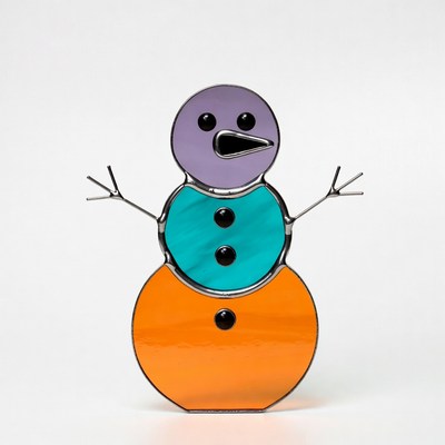 Colorful snowman figure made of glass