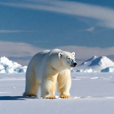 Polar bear walking on ice