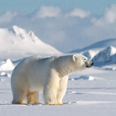 Polar bear in snow landscape
