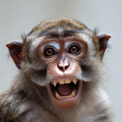 Monkey displaying excitement at the zoo