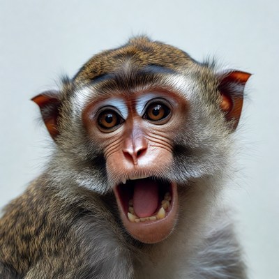 Monkey showing open mouth in close-up