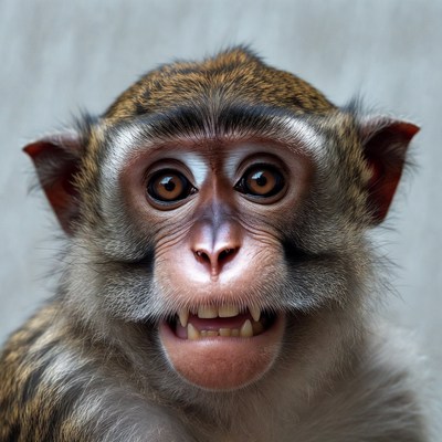 Monkey showing teeth indoors