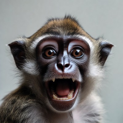 Monkey showing teeth close up