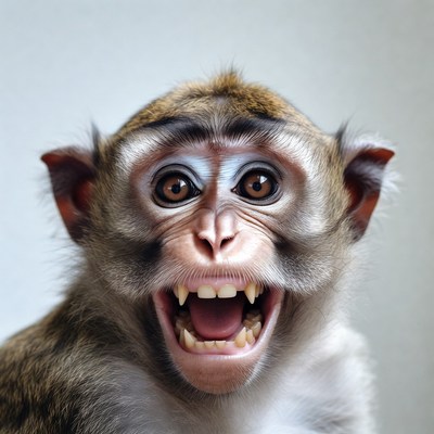 Monkey showing teeth in a close-up shot