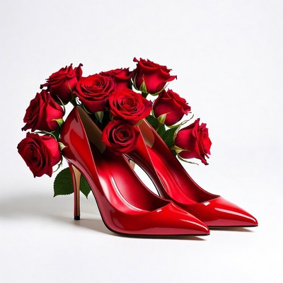 Roses and red heels on display