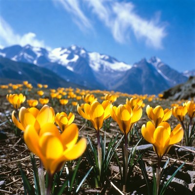 Yellow flowers in mountain field