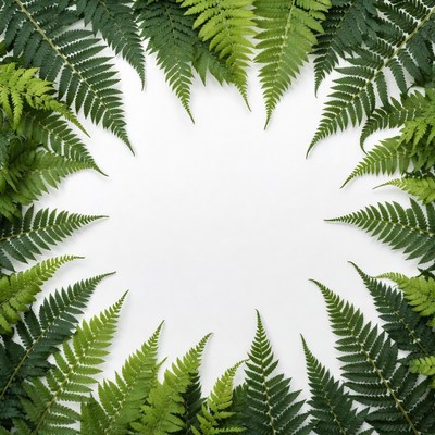 Circular ferns on white surface