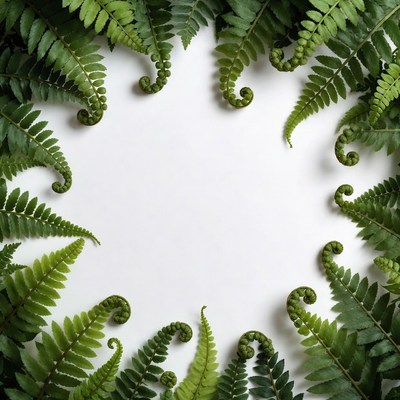 Ferns arranged in a circular pattern