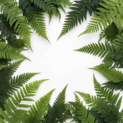 Green ferns arranged in circle