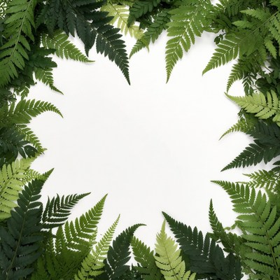 Ferns arranged in a circular pattern