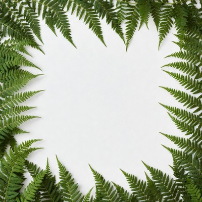 Square ferns on a white background