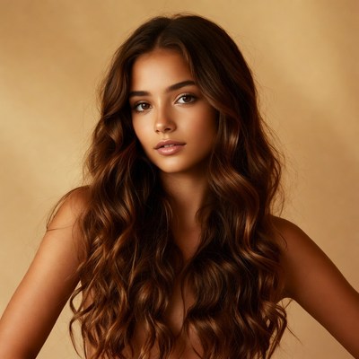 Young woman with flowing hair