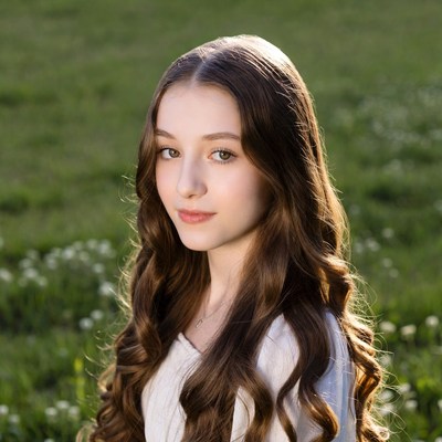 Young girl with long hair outdoors