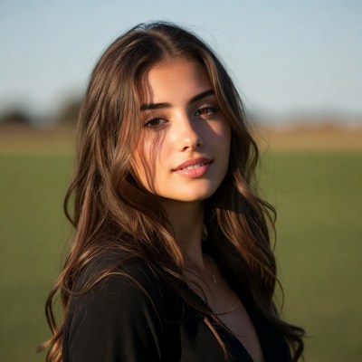 Young woman in grassy field