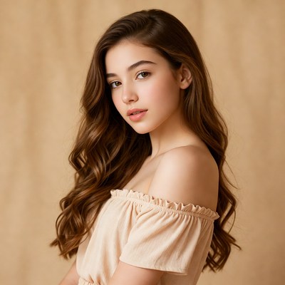 Young woman with long hair posing