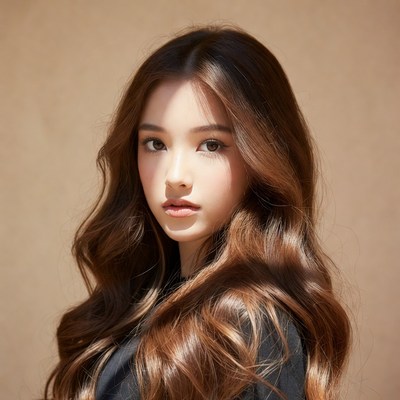 Portrait of a young woman with long hair