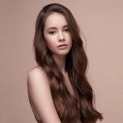 Woman with long hair posing