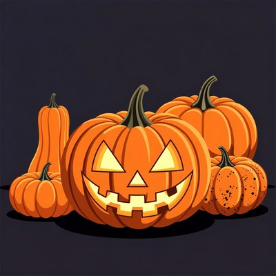 Halloween pumpkins on display