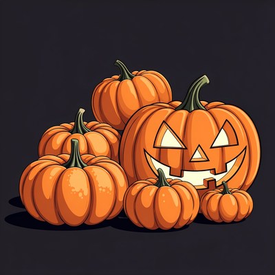 Halloween pumpkins stacked together