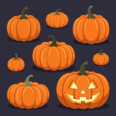 Pumpkins displayed for halloween celebration