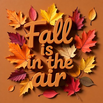 Fall leaves and text display on surface