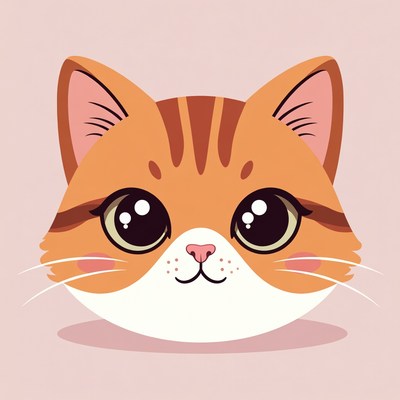 Cute orange cat head with large eyes