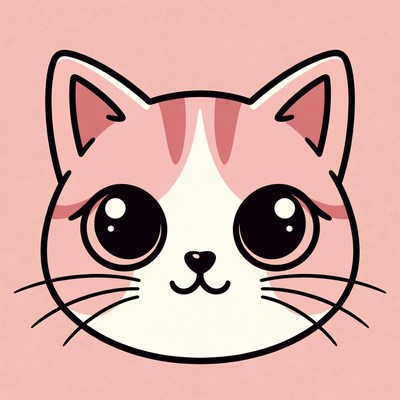 Cat face on pink background